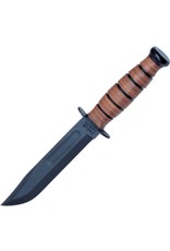 Ka-Bar KA-BAR 1251 Short USA Fighting Knife 5.25" Plain Blade, Leather Handles, Leather Sheath