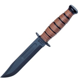 Ka-Bar KA-BAR 1251 Short USA Fighting Knife 5.25" Plain Blade, Leather Handles, Leather Sheath