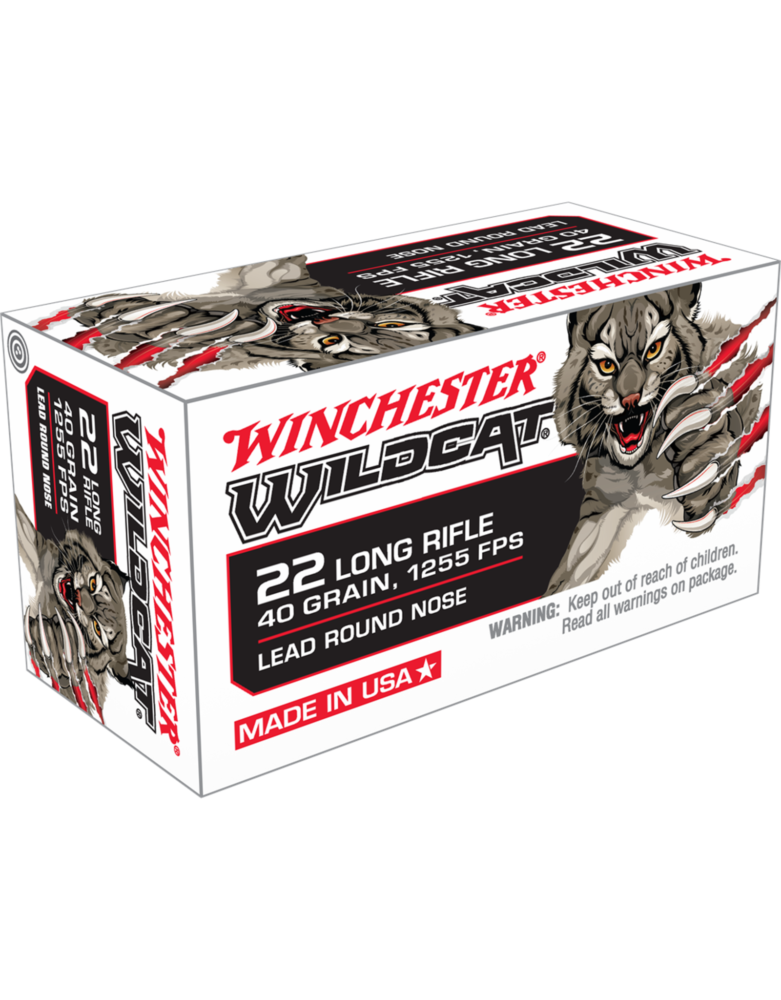 Winchester Winchester CQWW22LR Wildcat Rimfire Ammo 22 LR, LRN, 40 Grains, 1255 fps, 500 Rounds