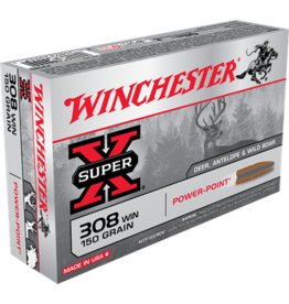 Winchester Winchester X3085 Super-X Rifle Ammo 308 , Power-Point, 150 Grains, 2820 fps, 20, Boxed