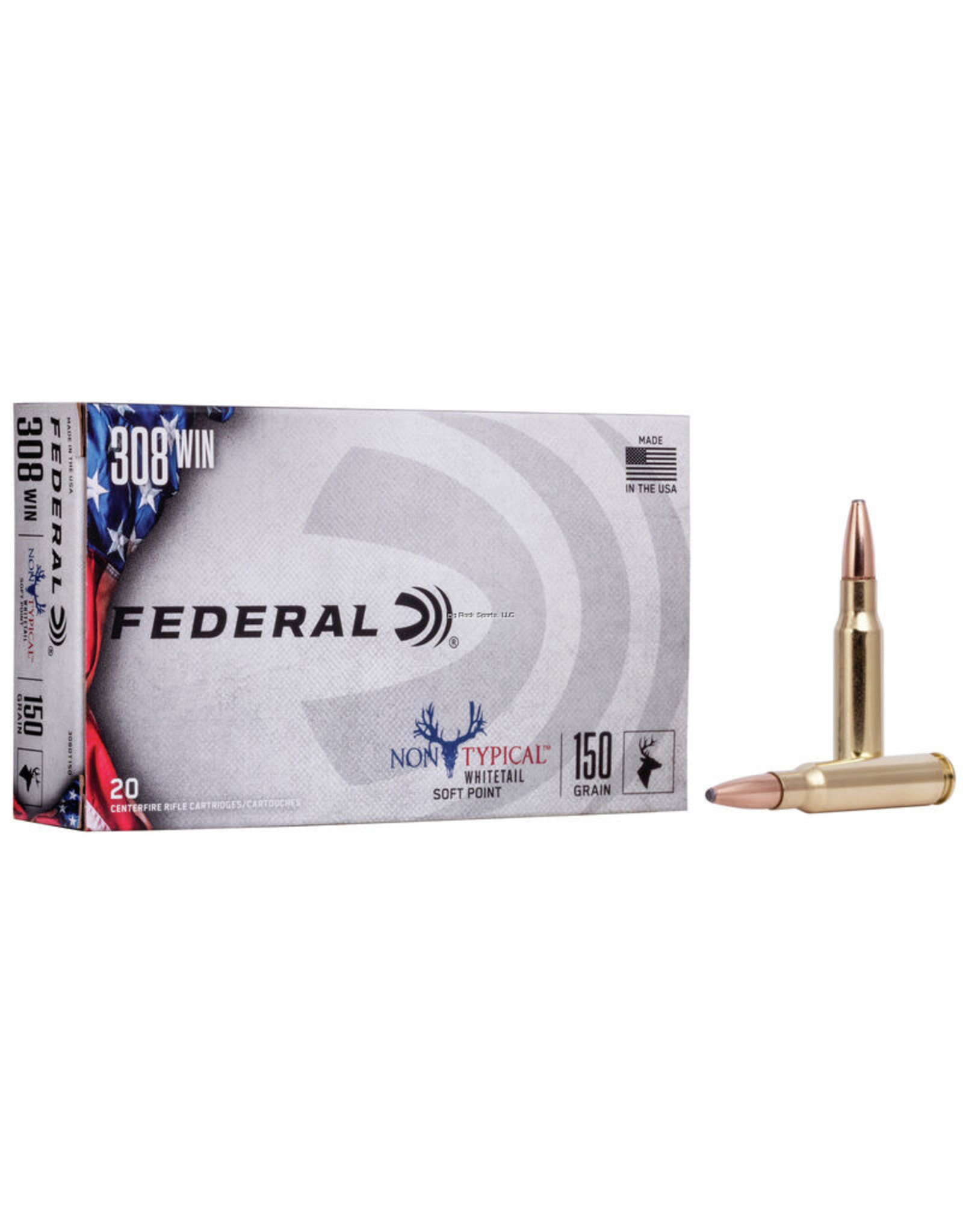 Federal Federal 308DT150 Non-Typical Rifle Ammo, 308 Win 150 Gr Soft Point, 20 Round Box