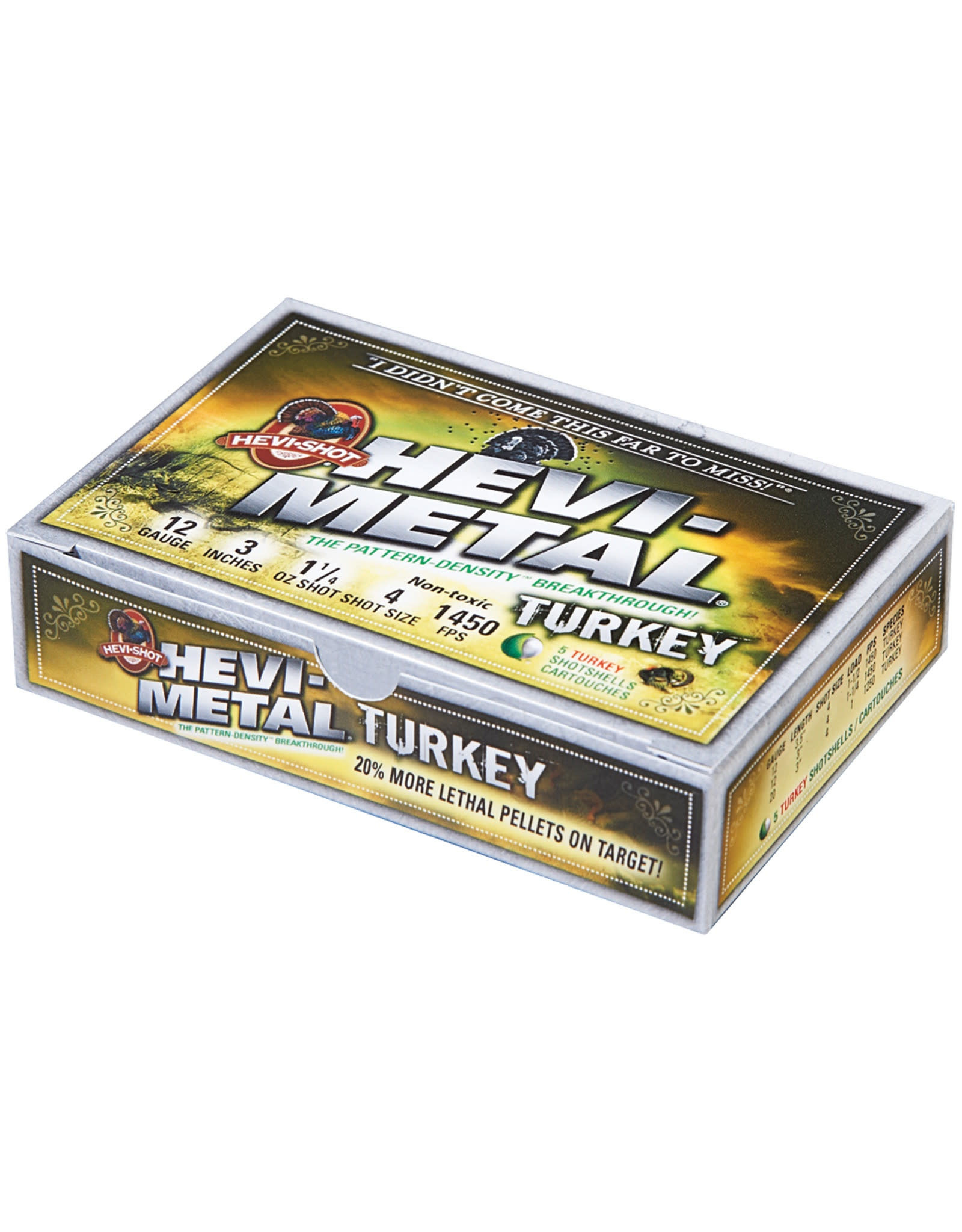 Hevi-Shot HEVI-Shot HS30045 Hevi-Metal Turkey Shotshell 12 GA, 3 in, No. 4 & 6, 1-1/4 oz, 1450 fps, 5 Rnd per Box