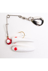 Betts Betts Spin Magnum Series Grub Lure, 1", 1/16 oz, White/Red Dot/Red with White Eye