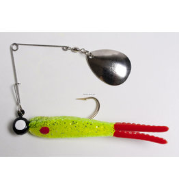 Betts Betts 025ST-11N Spin Split Tail Lure, 3", 1/4 oz, Chartreuse/Red
