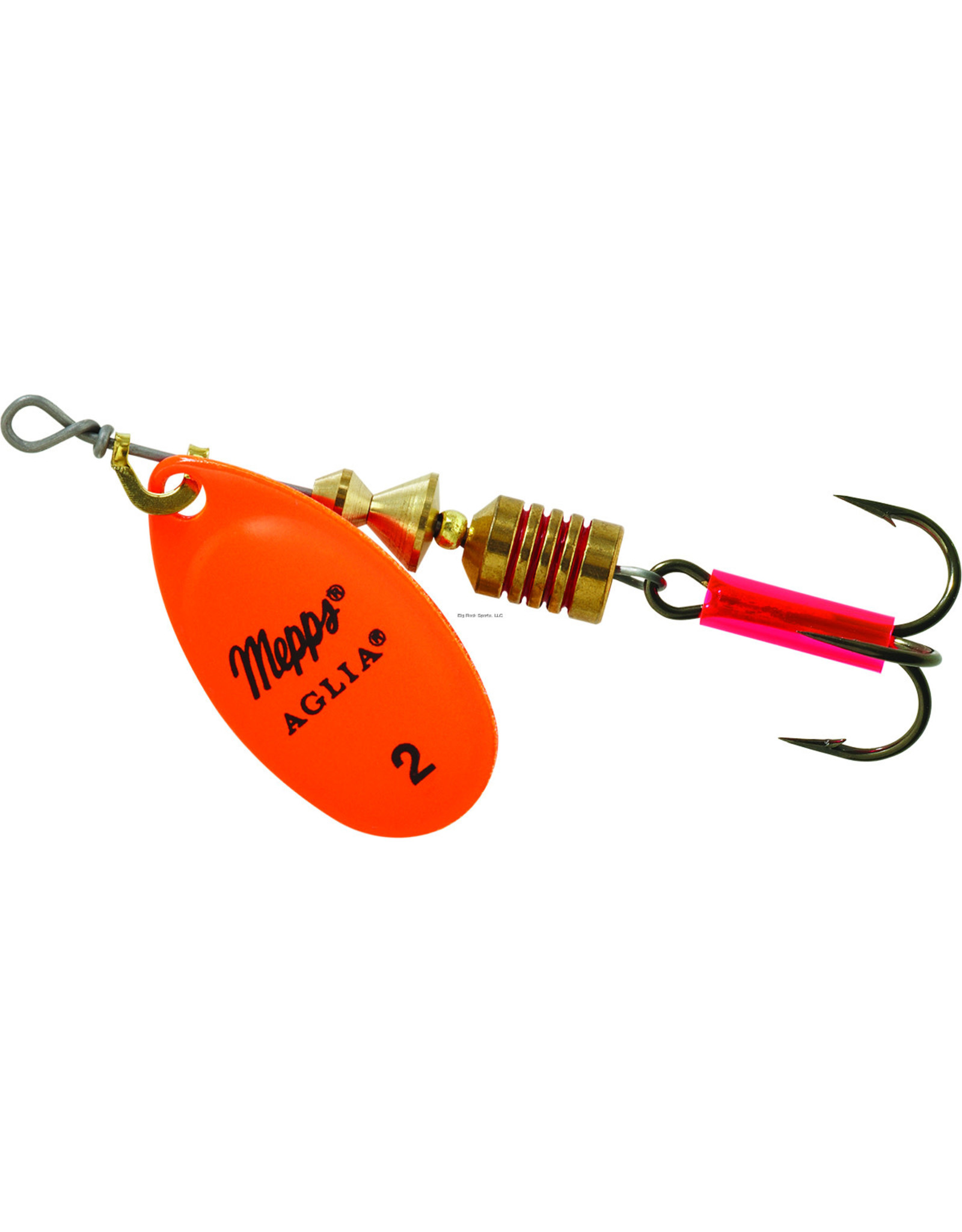 Mepps Mepps B2 HO Aglia In-Line Spinner, 1/6 oz, Plain Treble Hook, Hot Orange Blade