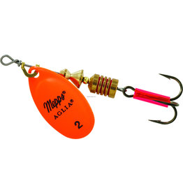 Mepps Mepps B2 HO Aglia In-Line Spinner, 1/6 oz, Plain Treble Hook, Hot Orange Blade