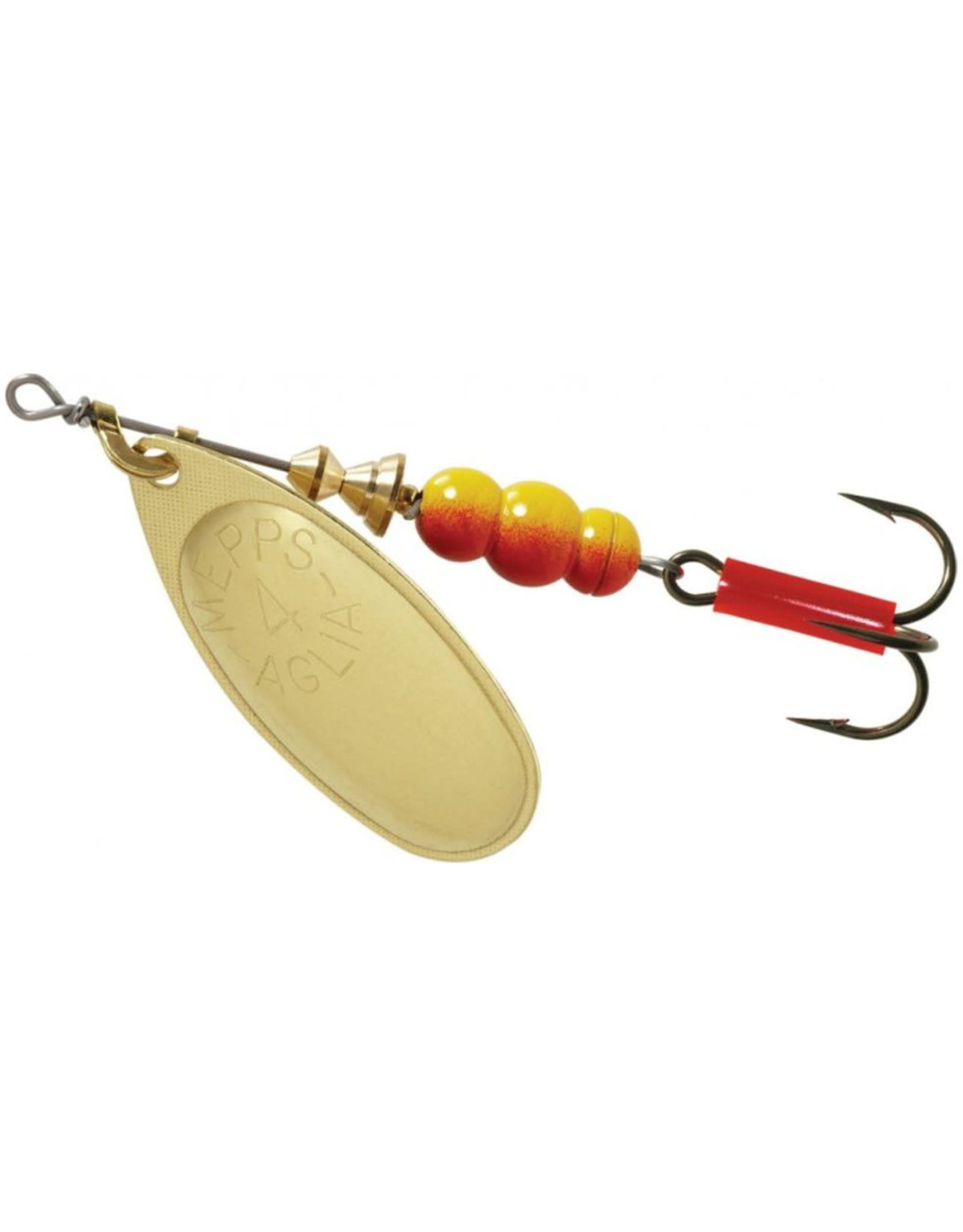 Mepps Mepps B4 G Aglia In-Line Spinner, 1/3 oz, Plain Treble Hook, Gold Blade