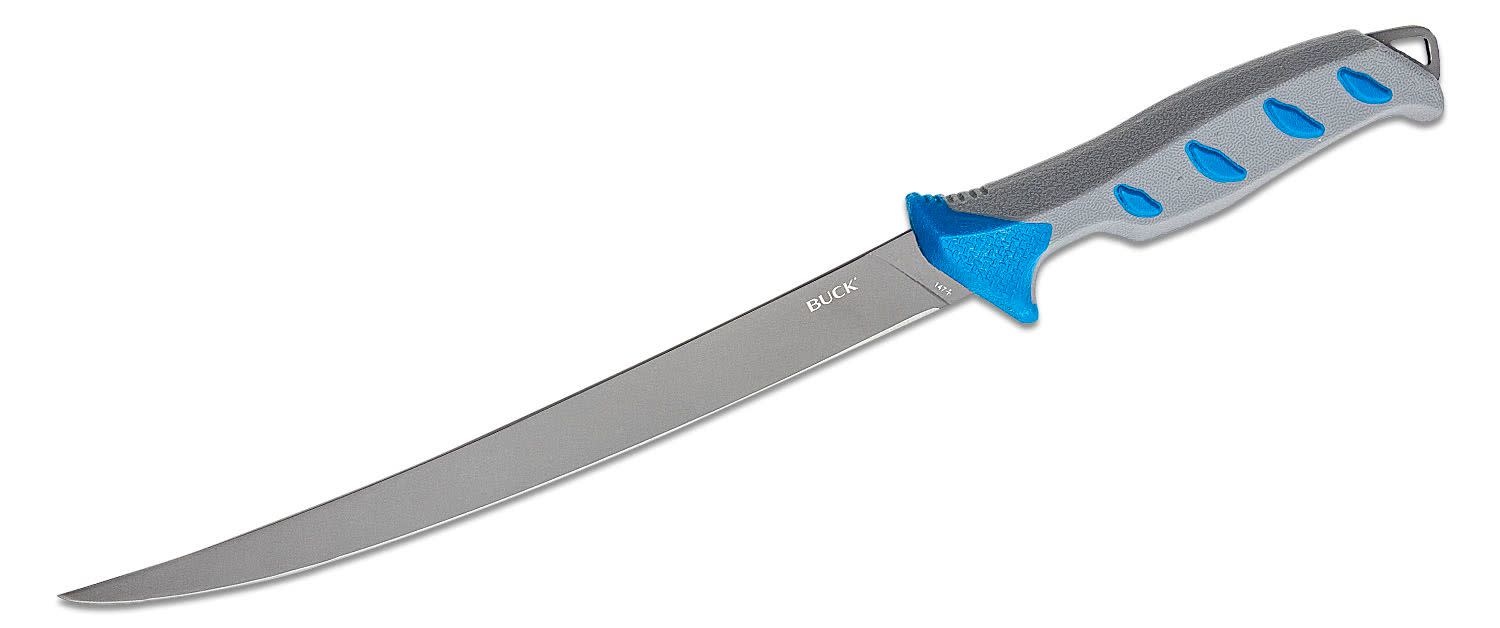 Buck 0147BLS Hookset Salt Water Fillet Knife 9 5Cr15MoV Titanium Coated  Blade, Blue Polypropylene and Rubber Overmold Handles, Plastic Sheath -  13275 - Bronson