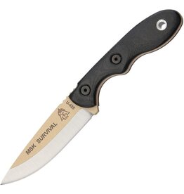 Tops TOPS Knives Mini Scandi Knife Fixed 3" 1095 Coyote Tan Blade, Black Micarta Handles, Kydex Sheath - MSK-SURV