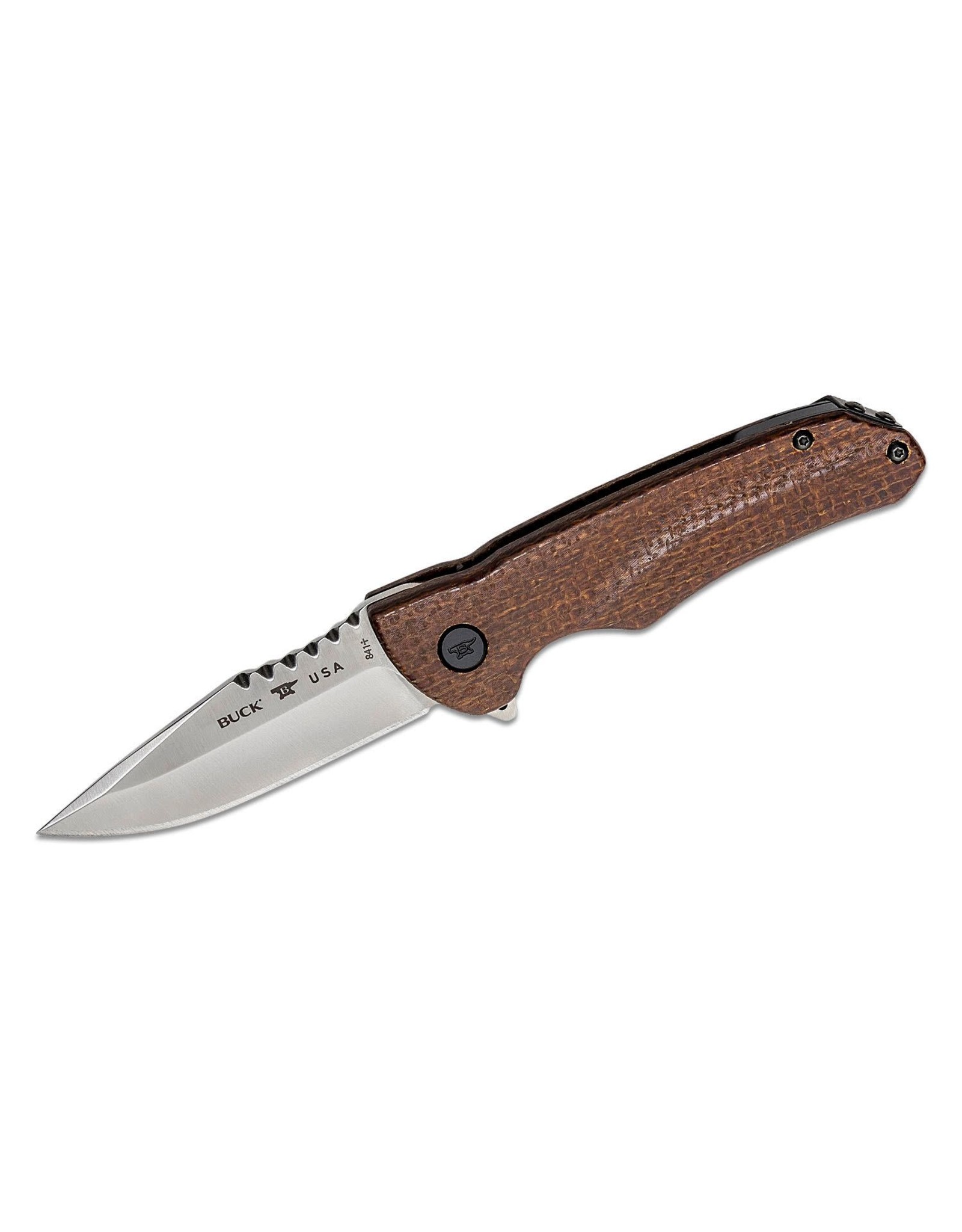 Buck Knives Buck 841 Sprint Pro Flipper Knife 3.125" S30V Stainless Steel Drop Point, Brown Burlap Micarta Handles - 13435