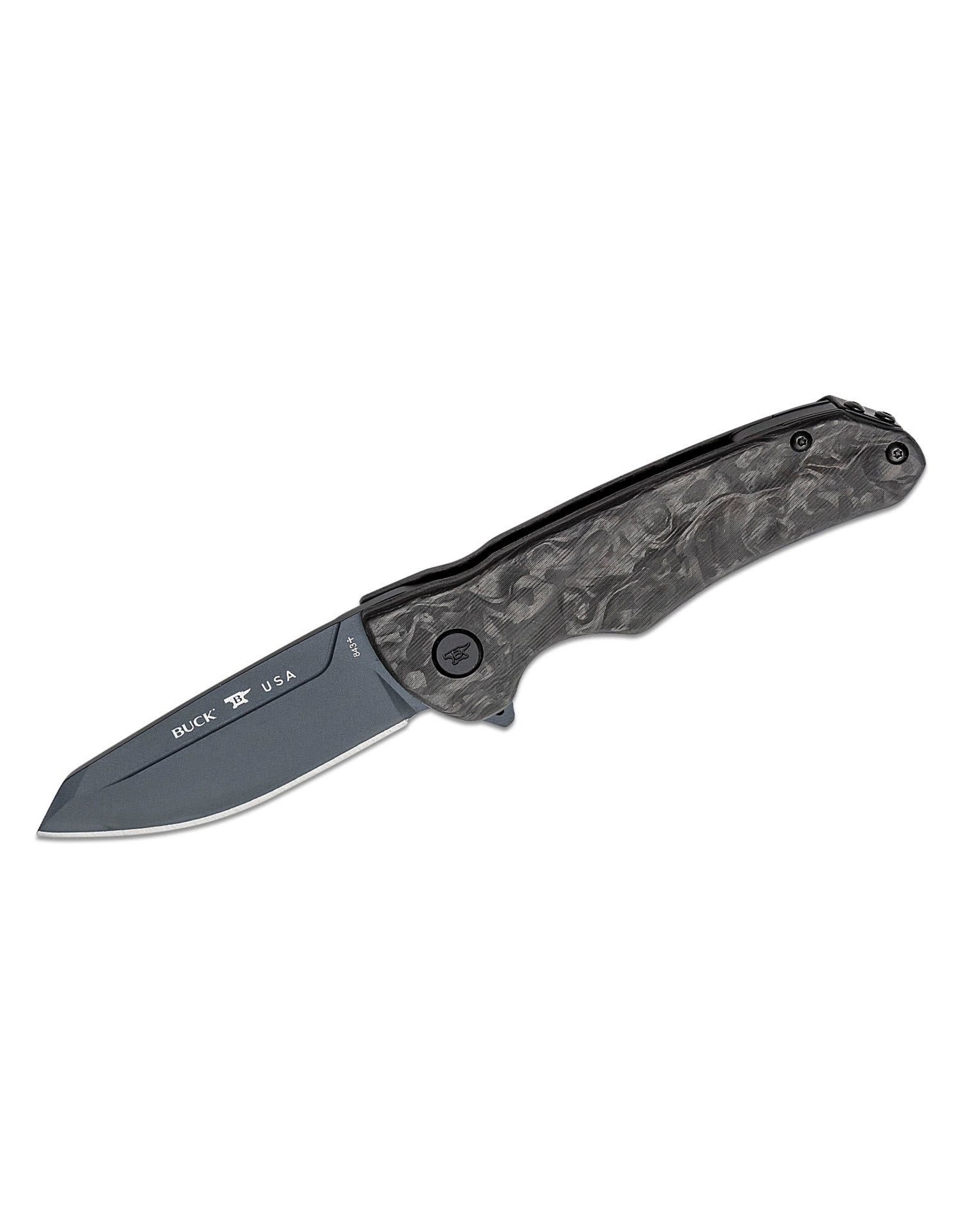 Buck Knives Buck 843 Sprint Ops Flipper Knife 3.125" CPM-S45VN Black Reverse Tanto, Marbled Carbon Fiber Handles - 13439