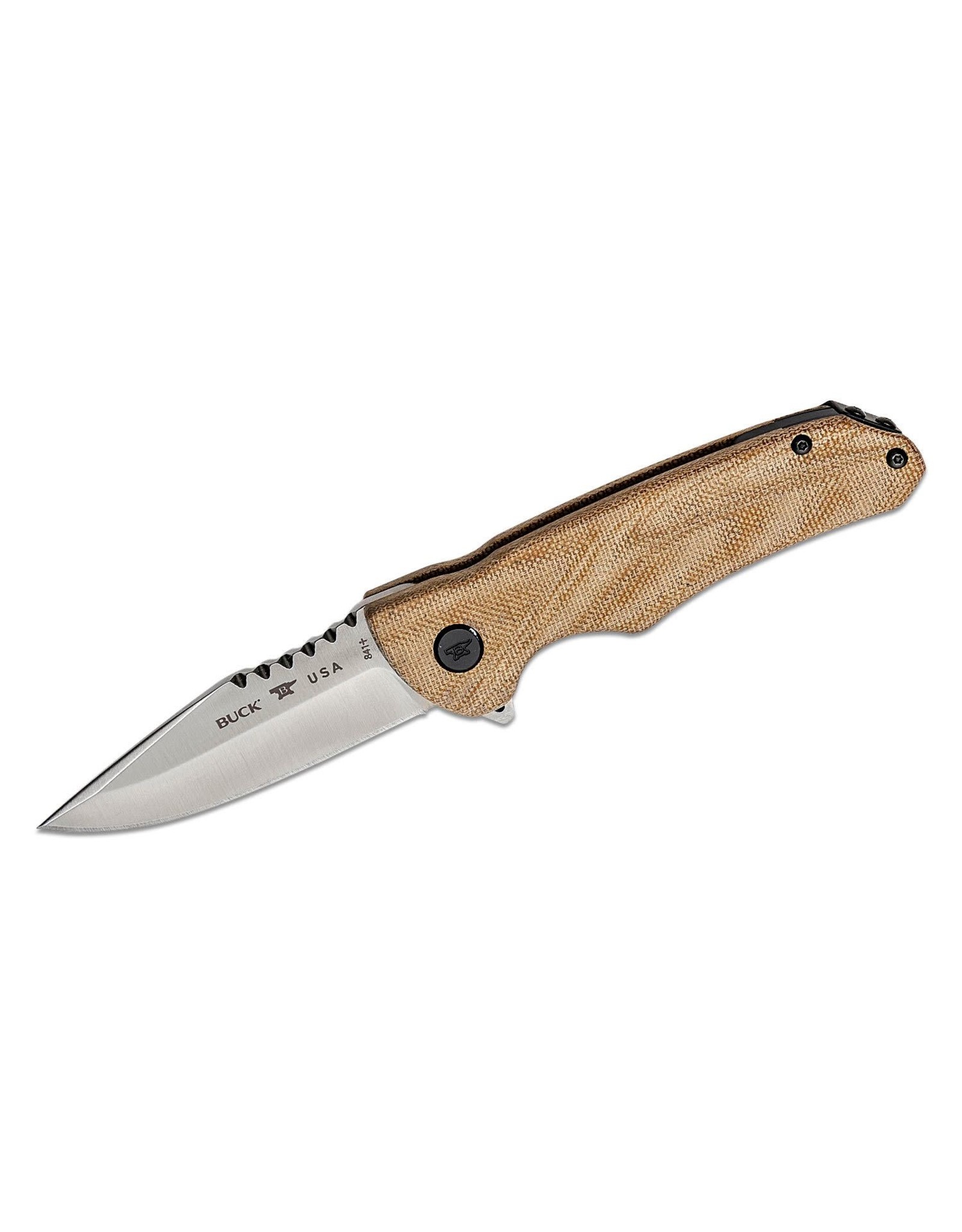 Buck Knives Buck 841 Sprint Pro Flipper Knife 3.125" S30V Stainless Steel Drop Point, Natural Canvas Micarta Handles - 13437