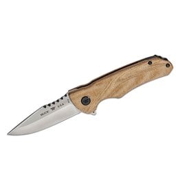 Buck Knives Buck 841 Sprint Pro Flipper Knife 3.125" S30V Stainless Steel Drop Point, Natural Canvas Micarta Handles - 13437