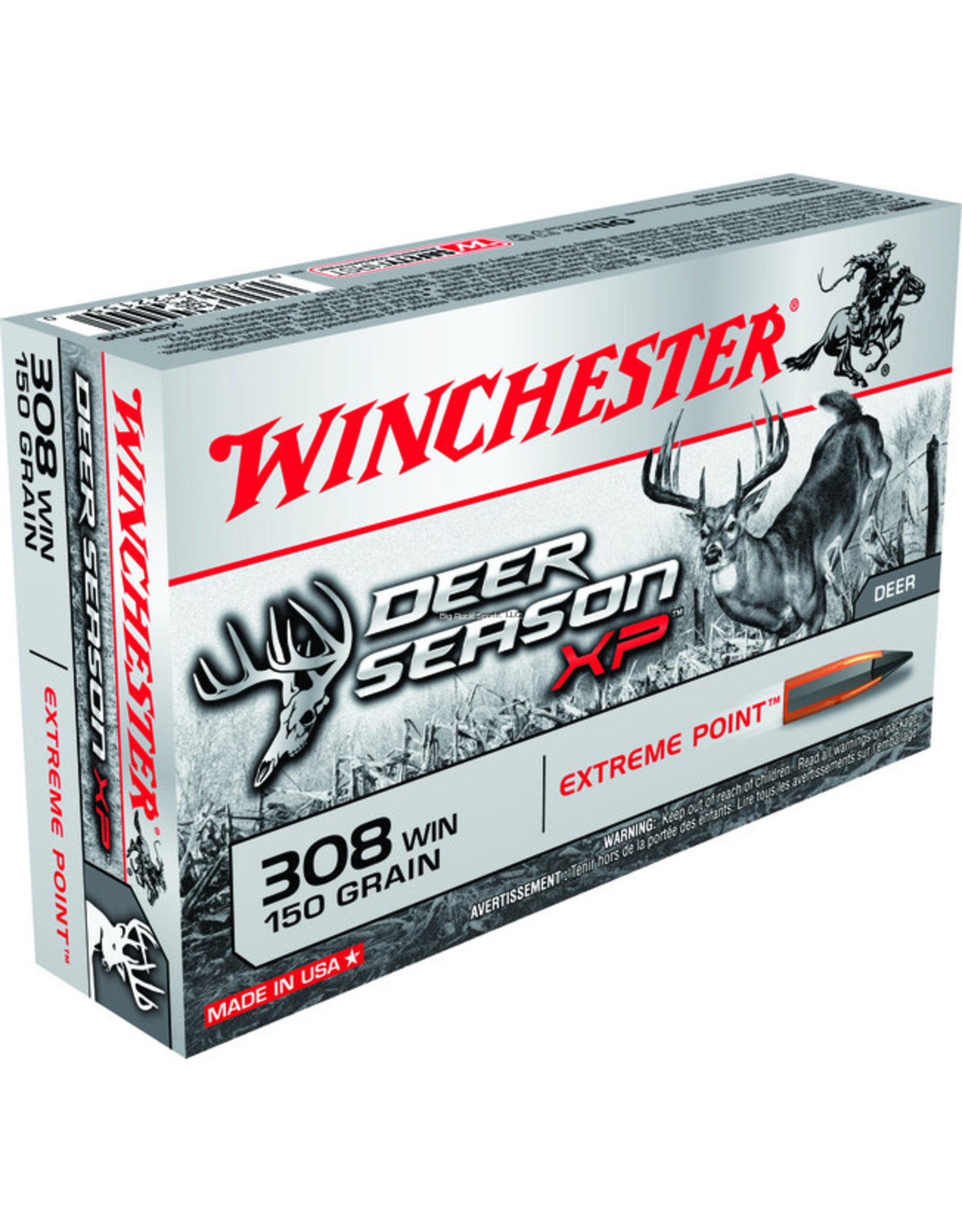 Winchester Winchester X308DS Deer Season XP Rifle Ammo 308 , Extreme Point Polymer Tip, 150 Grains, 2820 fps, 20, Boxed