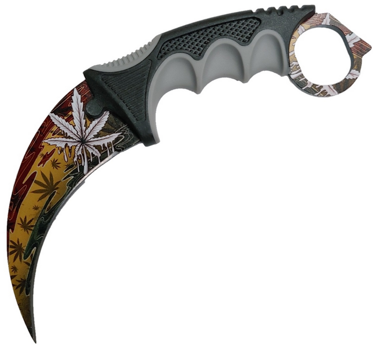 Plague Karambit Knife - Rasta Weed 108 SD00175GYW - Bronson