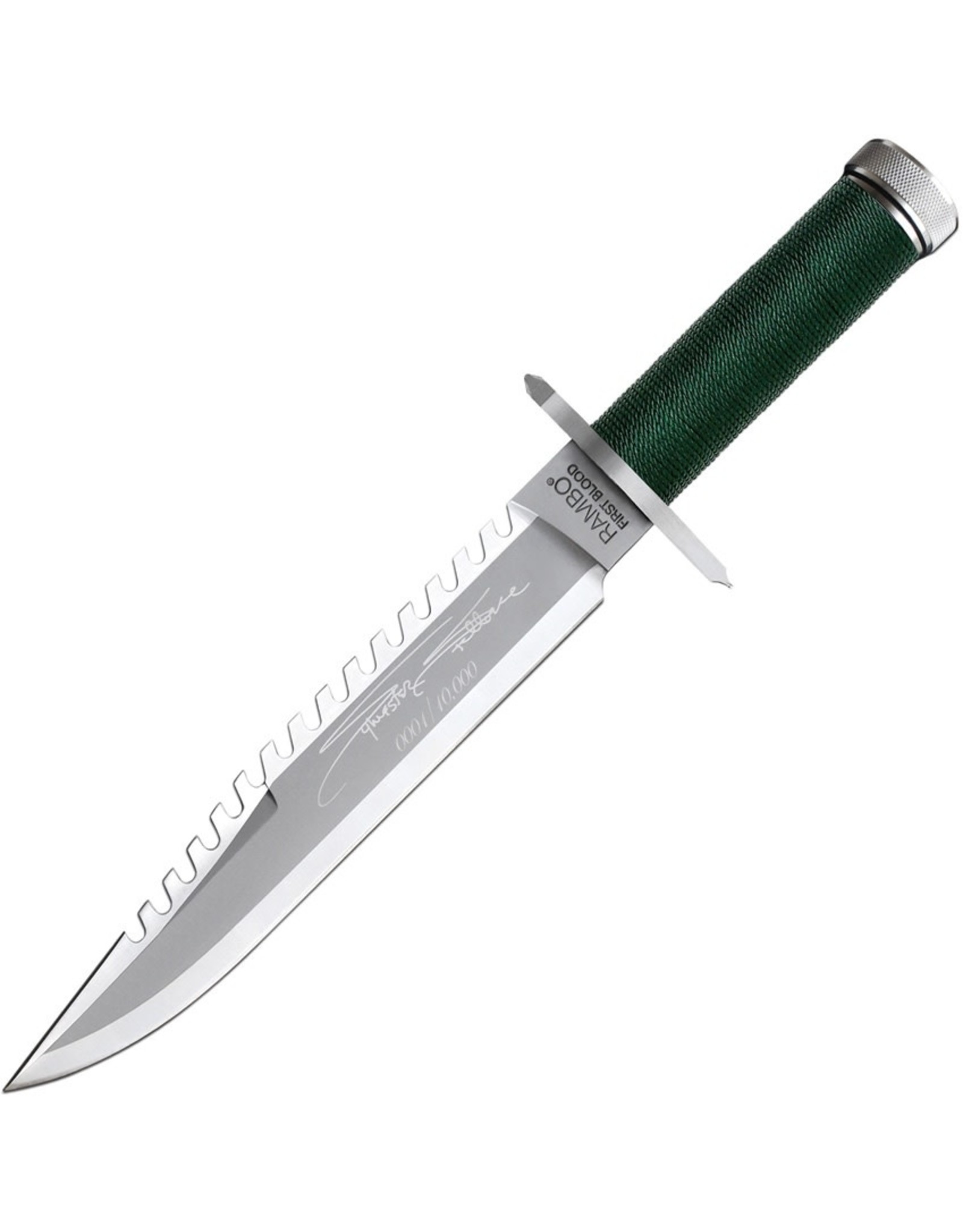 Hollywood Collectors Group Rambo First Blood Sylvester Stallone Signature Edition 9" Blade, OD Green Nylon Cord Handle - 9293