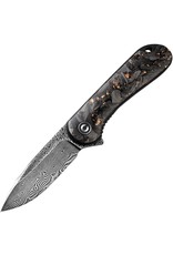 Civivi CIVIVI Knives C907C-DS3 Elementum Flipper Knife 2.96" Damascus Blade, Contoured Copper Shred Carbon Fiber Handles, Liner Lock