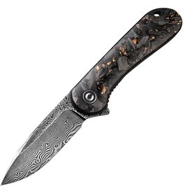 Civivi CIVIVI Knives C907C-DS3 Elementum Flipper Knife 2.96" Damascus Blade, Contoured Copper Shred Carbon Fiber Handles, Liner Lock
