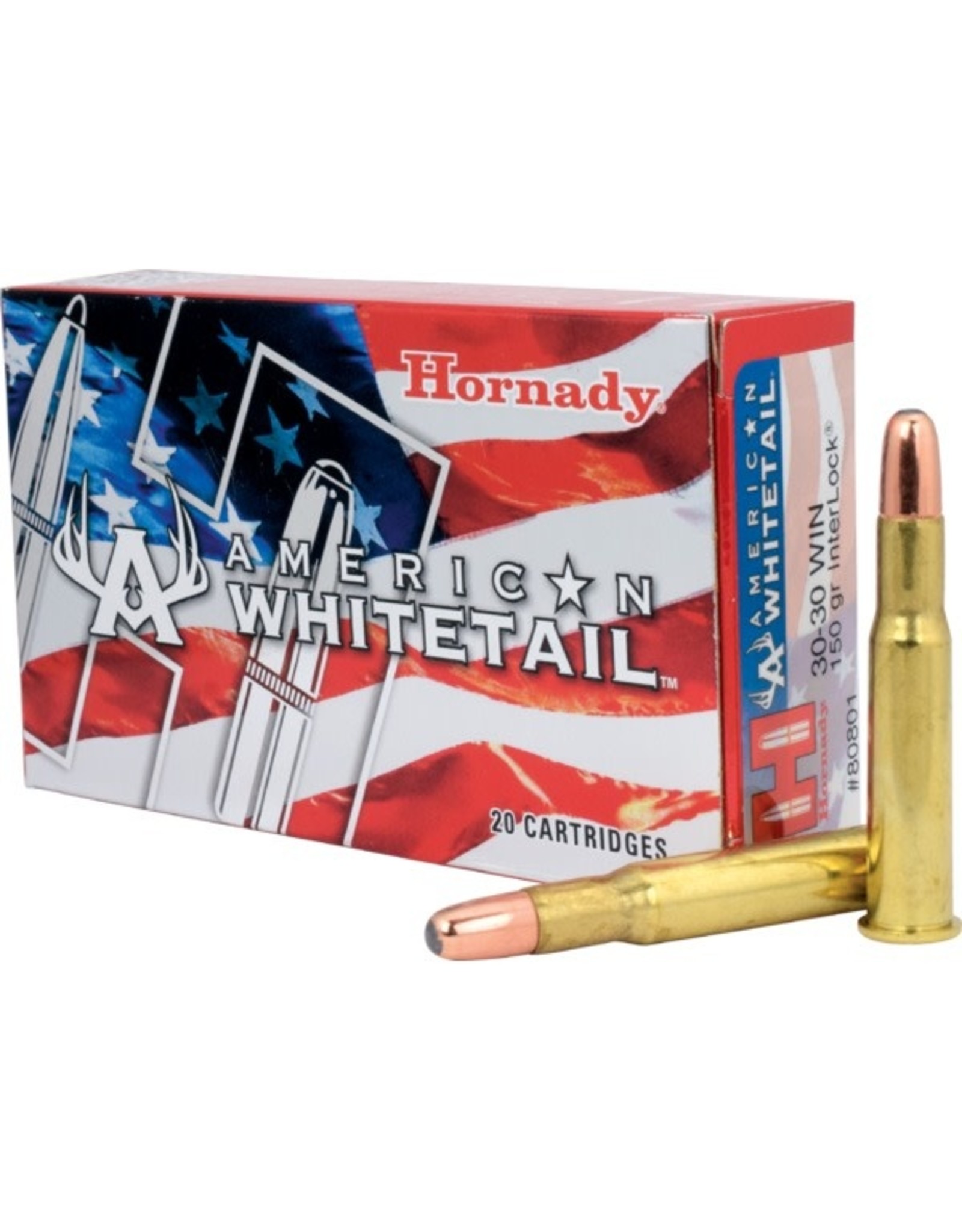 Hornady Hornady 80801 American Whitetail Rifle Ammo 30-30 WIN, InterLock, 150 Grains, 2390 fps, 20, Boxed