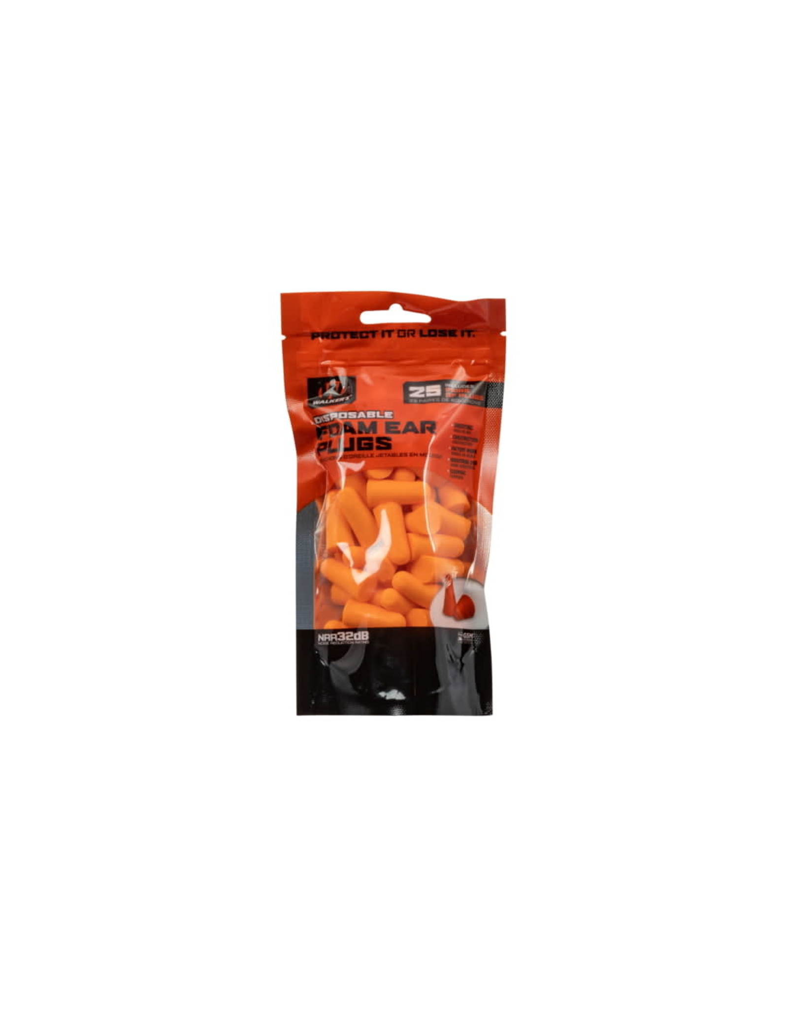 Walkers Walkers 32 DB Foam Ear Plugs GWP-FP25-BAG NRR: 32 dB (25 pairs)