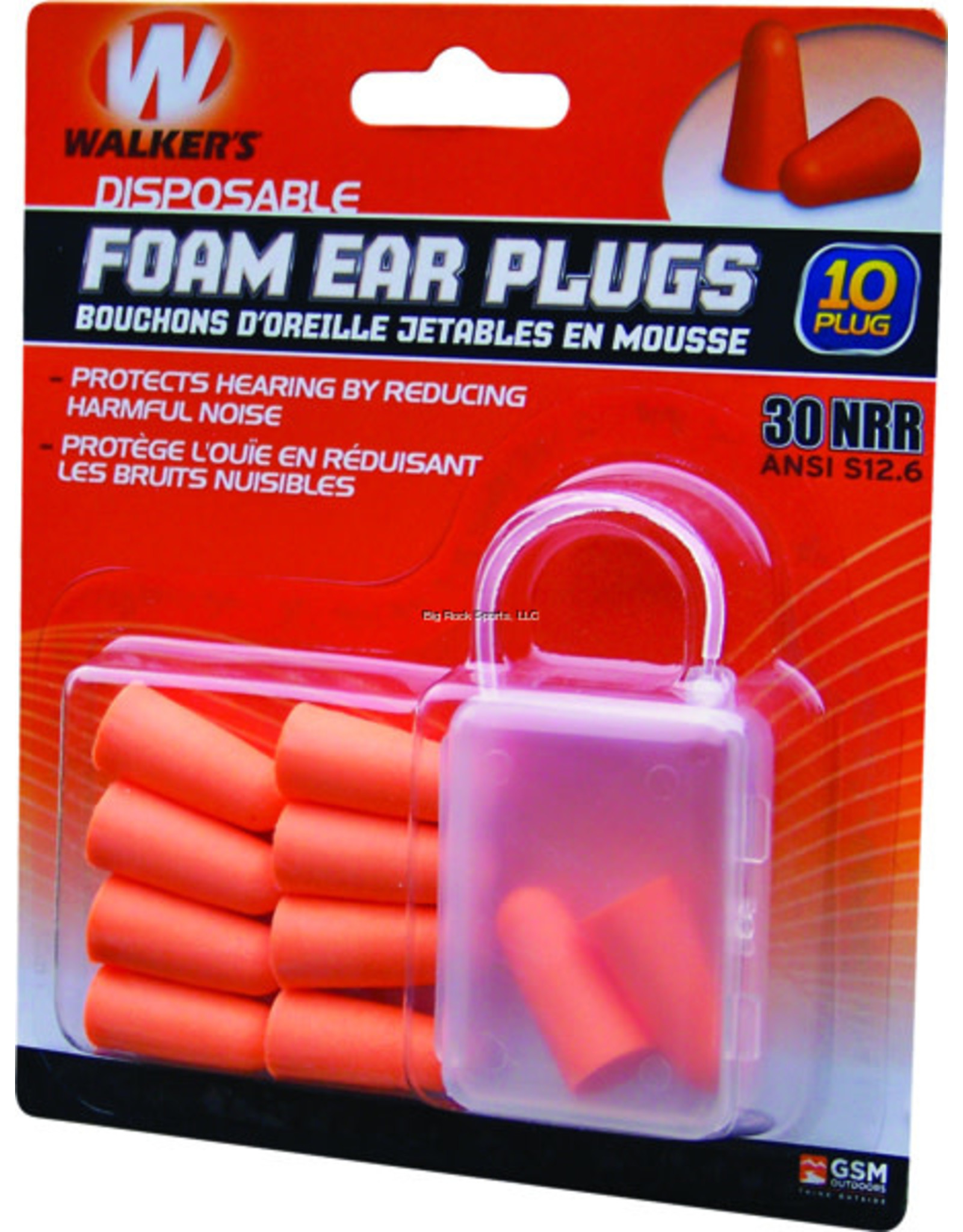 Walkers GWPFP5PK Foam Ear Plugs, NRR 30dB, Orange, 5 Pairs, Blister Bronson