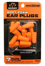 Walkers Walkers GWP-PLGCAN-OR 7 Pairs Neon Orange Foam Plug W/ Black Aluminum Carry Canister