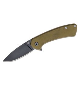 Buck Knives Buck 040 Onset Flipper Knife 3.325" S45VN Black Cerakote Drop Point Blade, OD Green G10 Handles - 13425