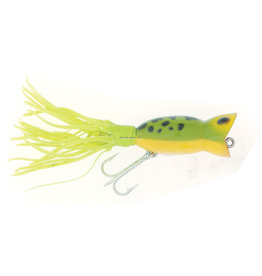 Arbogast Arbogast G760-07 Hula Popper Topwater Popper, 2", 3/8 oz, Frog/Yellow Belly, Floating