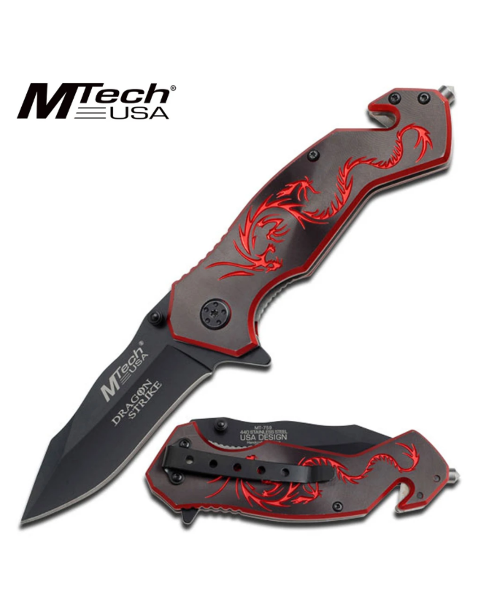 MTech Usa MTech 759BR Dragon Strike Rescue Linerlock Folding Pocket Knife