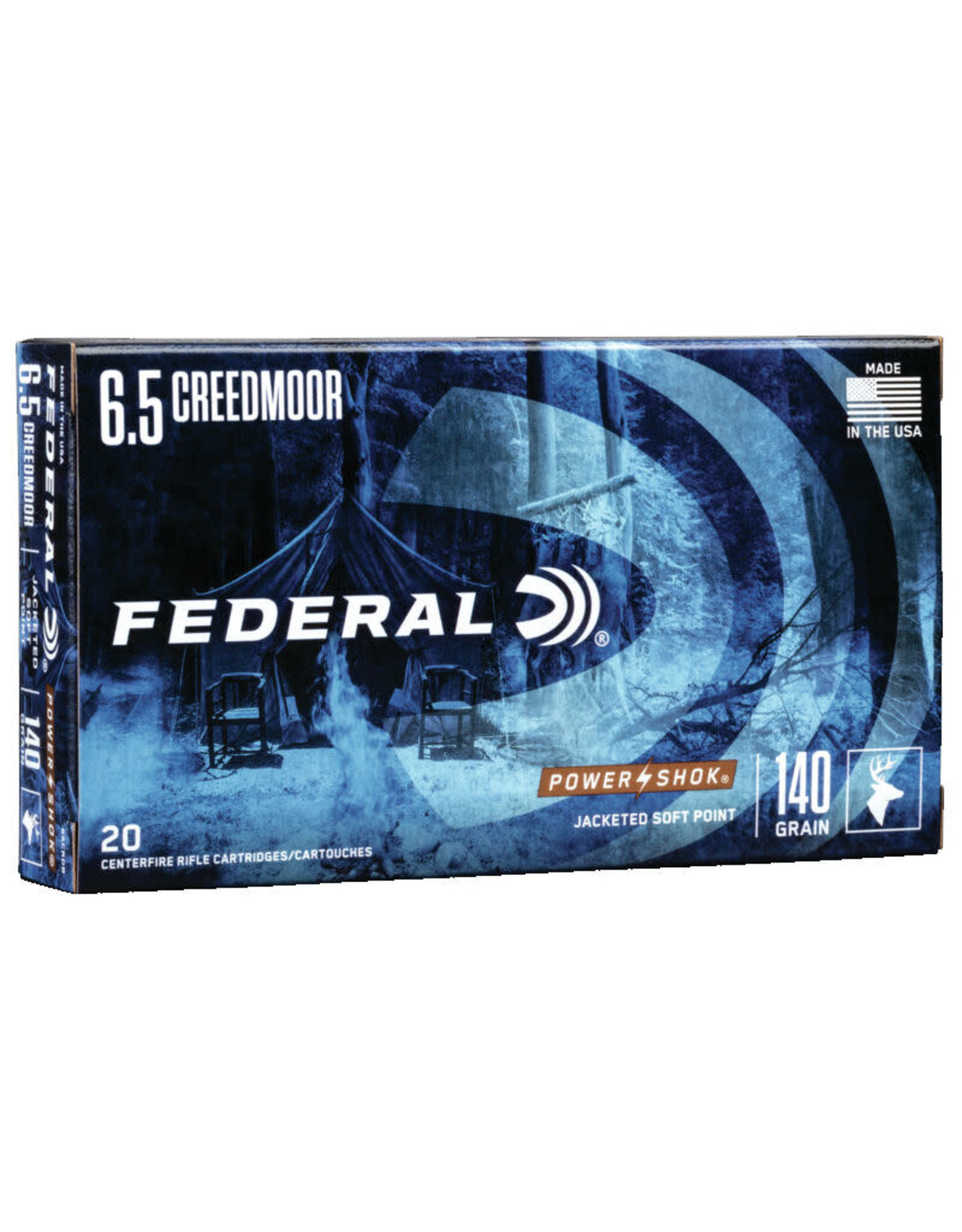 Federal Federal 65CRDB Power-Shok Rifle Ammo 6.5 CREED, SP, 140 Grains, 2750fps, 20, Boxed