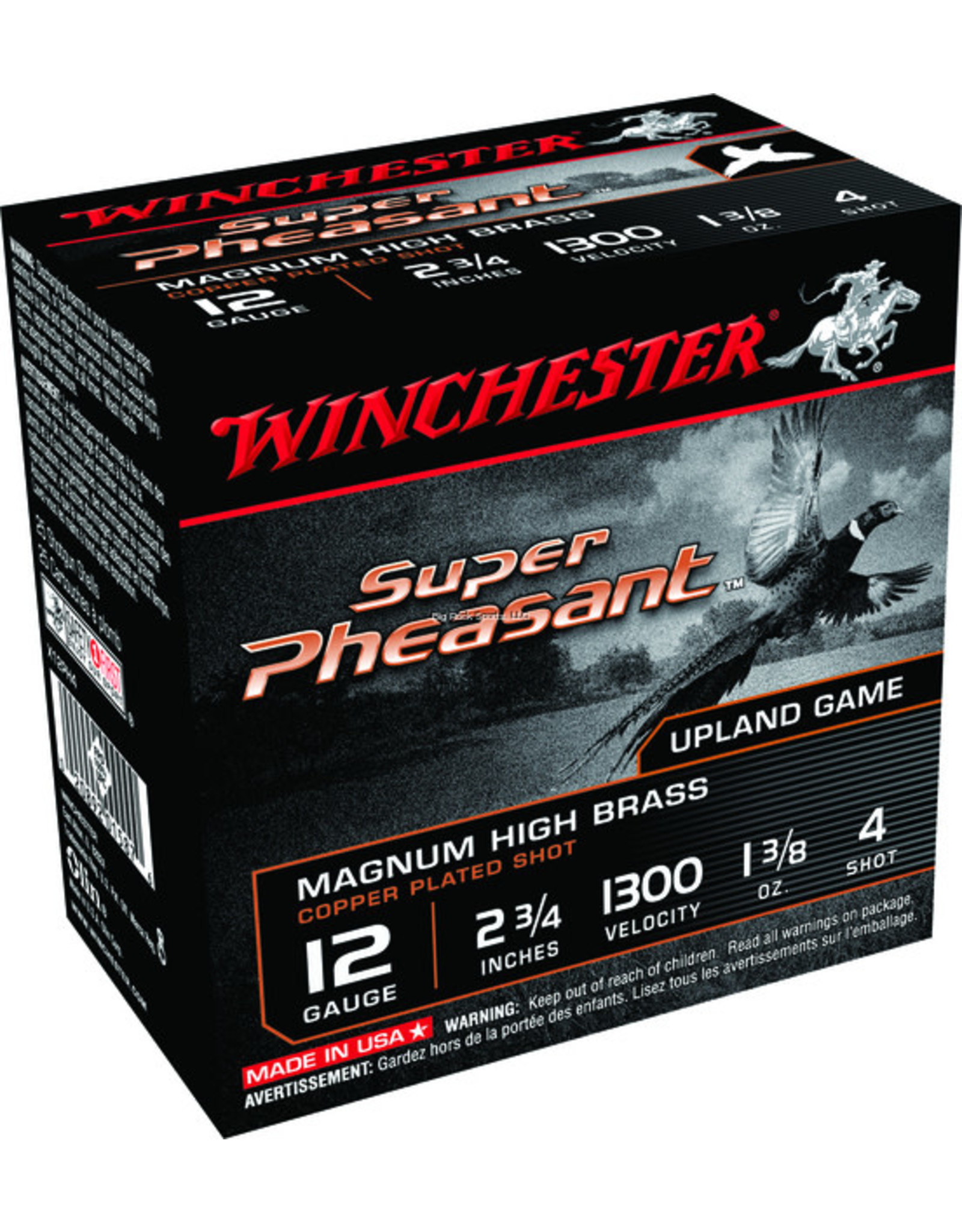 Winchester Winchester X12PH4 Super Pheasant Shotshell 12 GA, 2-3/4 in, No. 4, 1-3/8oz, Max Dr, 1300 fps, 25 Rnd per Box