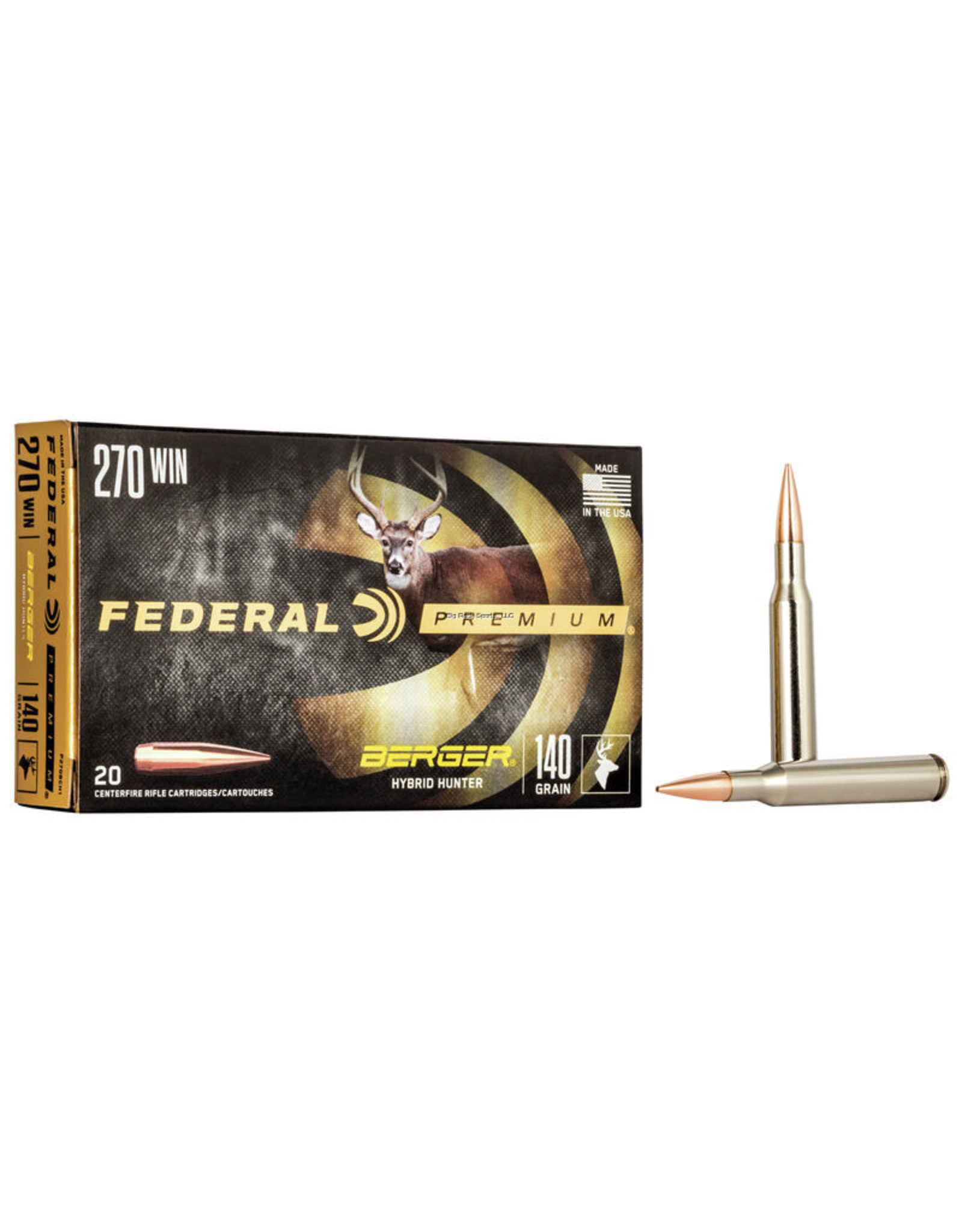 Federal Federal P270BCH1 Premium Berger Hybrid Hunter Rifle Ammo, 270 WIN, 140 Grains, 2950fps, 20, Boxed