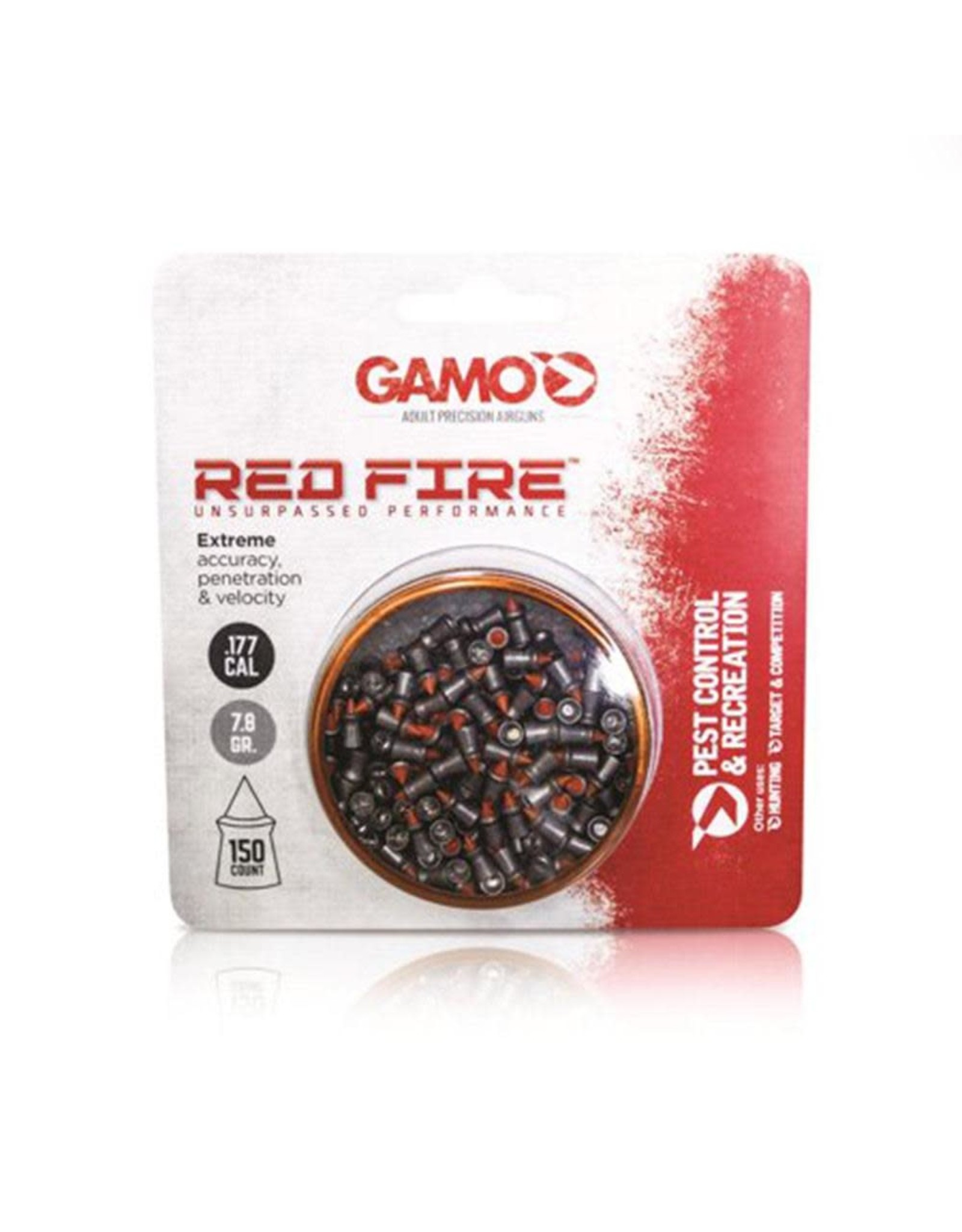 Gamo Gamo 6322701-C54 Red Fire Airgun Pellets, .177 cal, 7.8 gr, Polymer Tip, Tin Of 150 ea