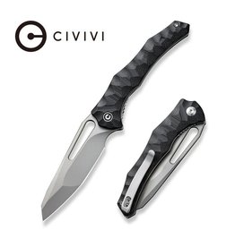 Civivi CIVIVI Knives Gavko Spiny Dogfish Folding Knife 3.47" 14C28N Stonewashed Reverse Tanto Blade, Milled Black G10 Handles, Liner Lock - C22006-1