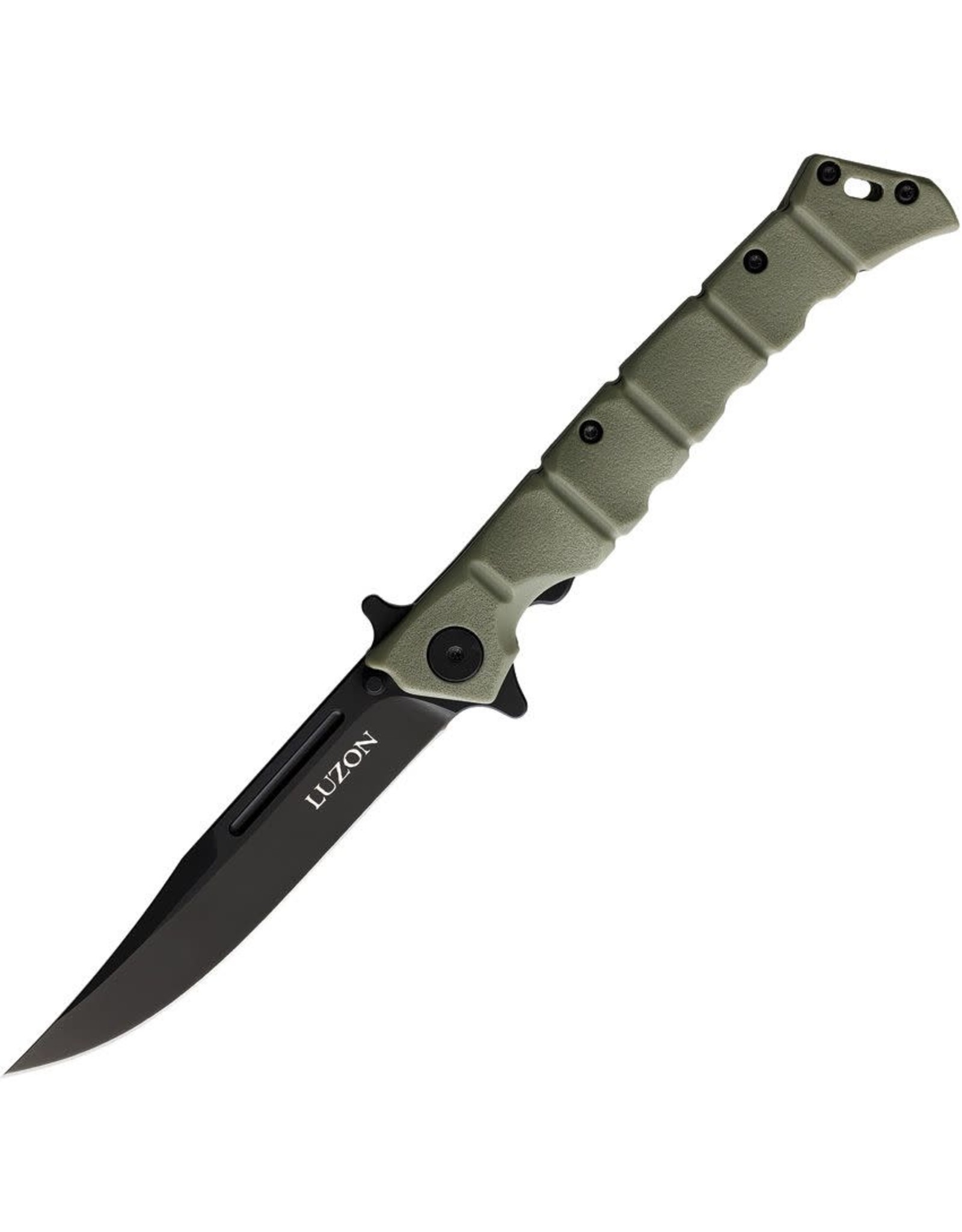 Cold Steel Cold Steel 20NQL-ODBK Medium Luzon Flipper Knife 4" Black Plain Blade, OD Green GFN Handles, Liner Lock