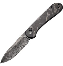 Civivi CIVIVI Knives C2103DS-3 Button Lock Elementum Folding Knife 3.47" Damascus Black Hand Rubbed Blade, Marble Carbon Fiber Handles