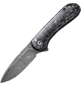 Civivi CIVIVI Knives C907C-DS2 Elementum Flipper Knife 2.96" Damascus Blade, Contoured Silver Shred Carbon Fiber Handles, Liner Lock