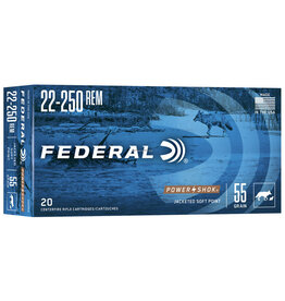Federal Federal 22250A Power-Shok Rifle Ammo 22-250 REM, SP, 55 Grains, 3650 fps, 20, Boxed