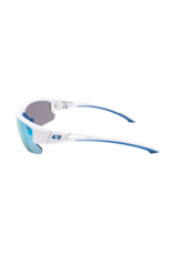 Vigor - Boulder Polarized Wraparound Sunglasses - Shiny White/Blue Revo