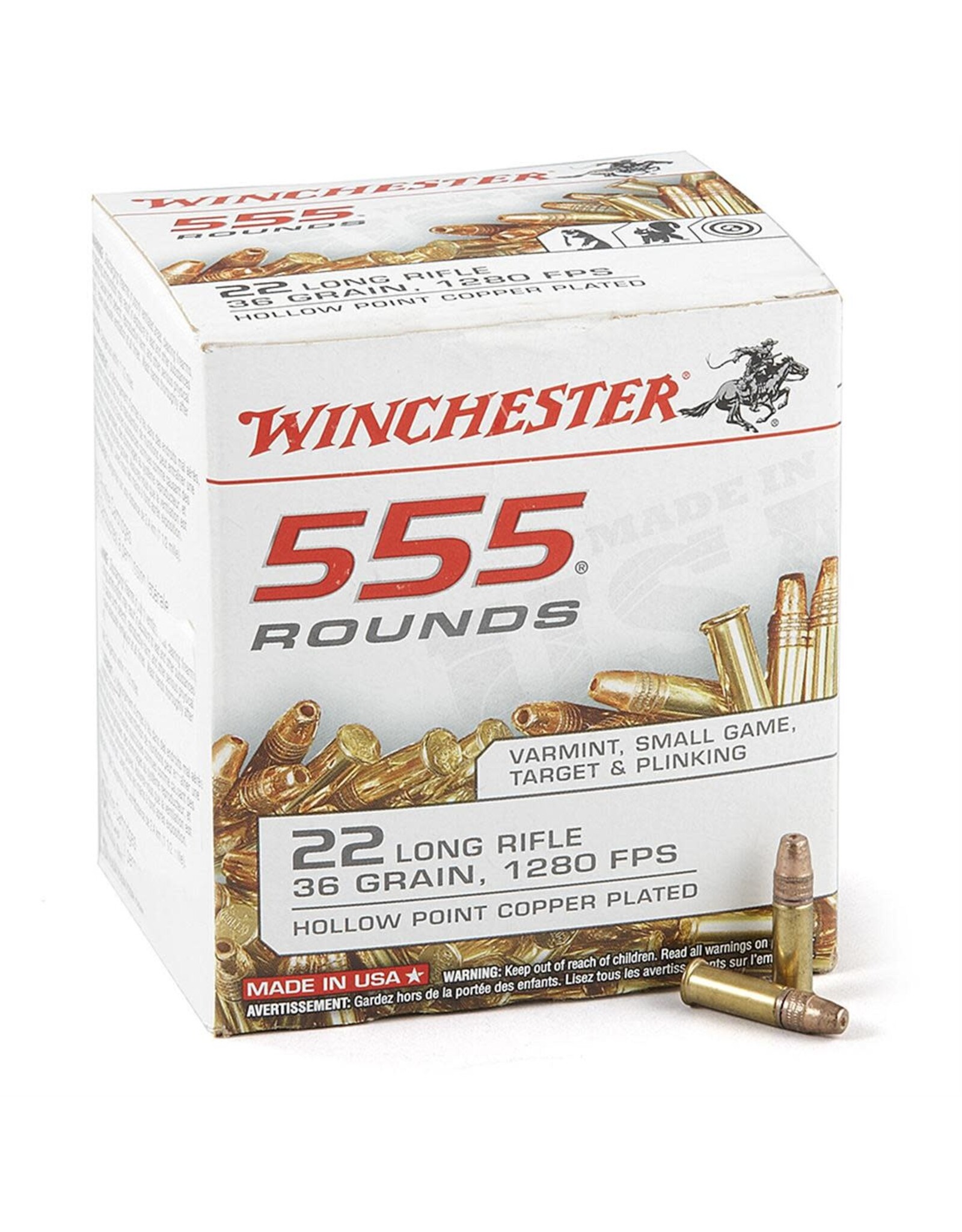 Winchester WINCHESTER 22 LR 36 GRAIN 1280 FPS HOLLOW POINT COPPER PLATED 555 ROUNDS