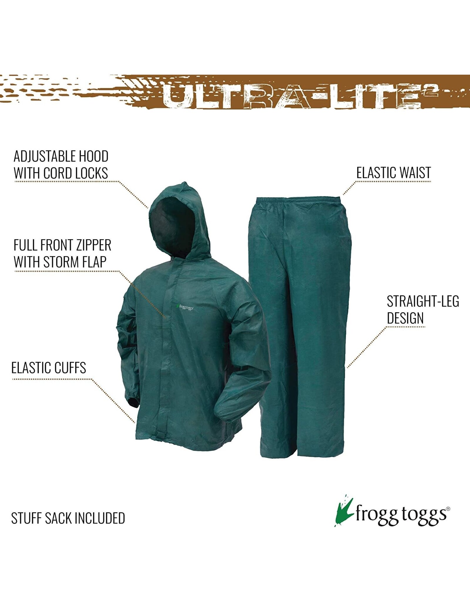 Frogg Toggs Frogg Toggs Men's Ultra-Lite II Green Rain Suit