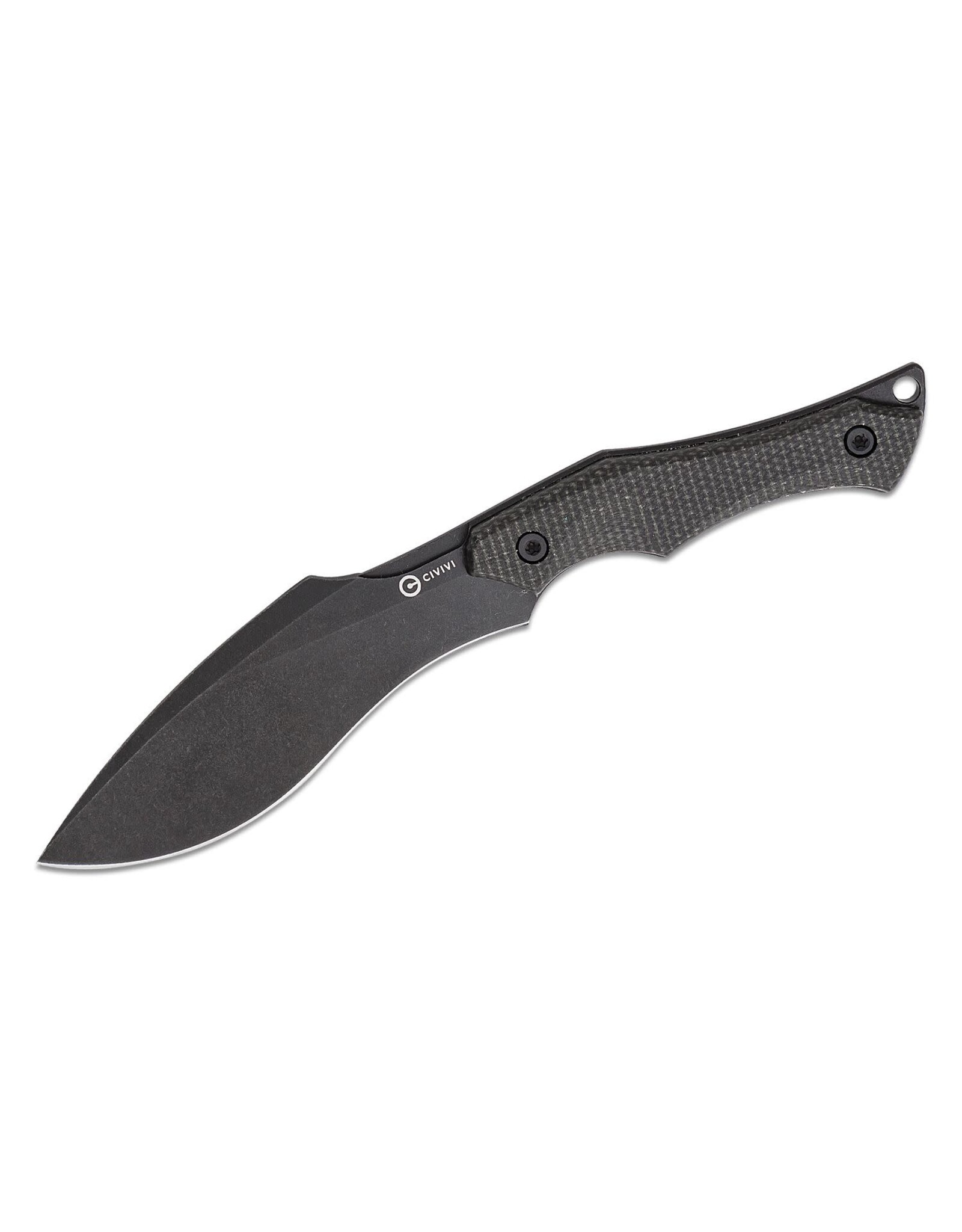 Civivi CIVIVI Knives Nathaneal Matlack Vaquita II Mini Fixed Blade Neck Knife 3.2" Nitro-V Black Stonewashed Kukri Blade, Dark Green Canvas Micarta Handles, Kydex Sheath - C047C-3