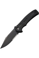 Civivi CIVIVI Knives Cogent Flipper Knife 3.47" 14C28N Black Stonewashed Combo Blade, Black G10 Handles, Button Lock - C20038E-1