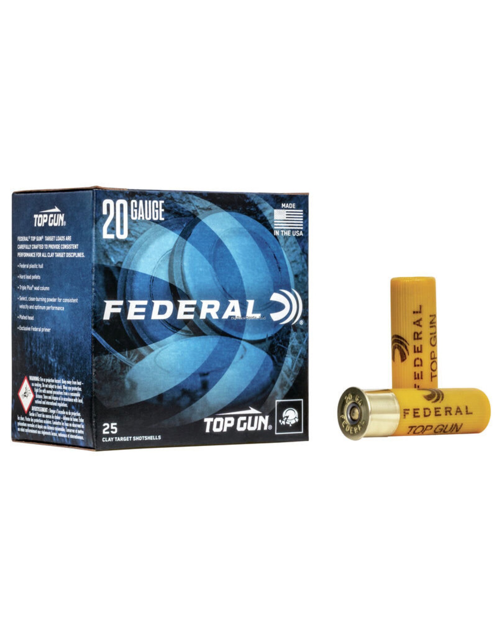 Federal Federal TG20 7.5 Top Gun Target Shotshell 20 GA, 2-3/4 in, No. 7-1/2, 7/8oz, 2.38 Dr, 1210 fps, 25 Rnd per Box (Entire Flat 250 Rnd)
