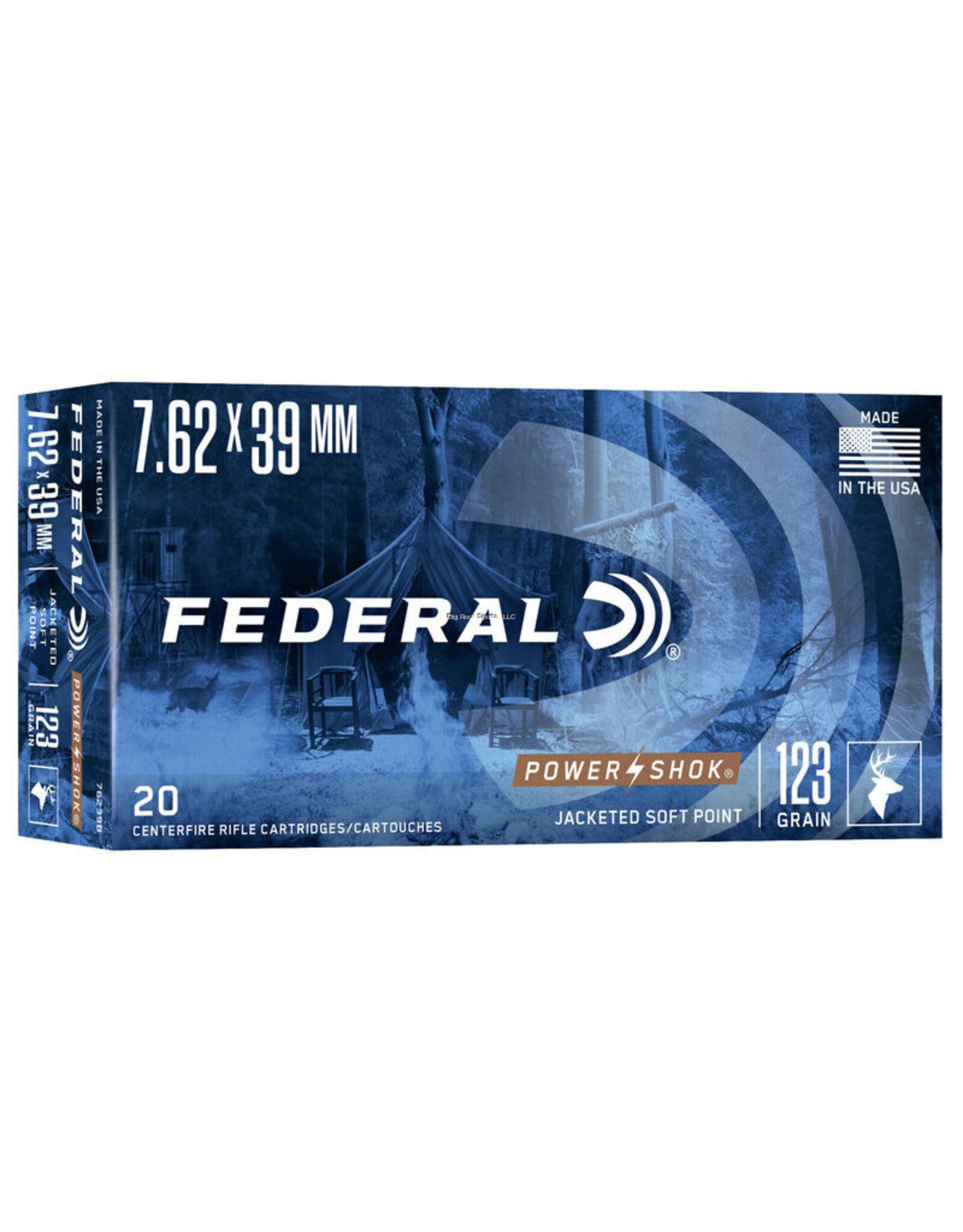 Federal Federal 76239B Power-Shok Rifle Ammo 7.62X39 SOV, SP, 123 Grains, 2350 fps, 20, Boxed