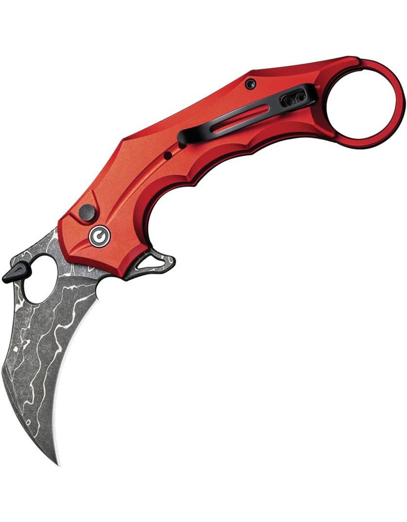 Civivi CIVIVI Knives Incisor II Karambit Flipper Knife 2.02" Damascus Hawkbill Blade, Red Aluminum Handles - C16016B-DS1
