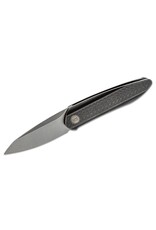 We Knife Company 2010B Justin Lundquist Black Void Opus Front Flipper Knife 2.84" CPM-20CV Stonewashed Blade, Black Titanium Handles with Carbon Fiber Inlays