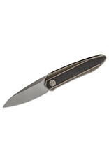 We Knife Company 2010A Justin Lundquist Black Void Opus Front Flipper Knife 2.84" CPM-20CV Stonewashed Blade, Bronze Titanium Handles with Carbon Fiber Inlays