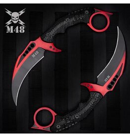 M48 Red Liberator Falcon Karambit And Sheath - Cast Stainless Steel Blade, Injection Molded Nylon Handle - Length 10”