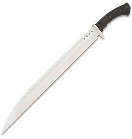 Honshu Boshin Seax Knife With Sheath - 7Cr13 Stainless Steel Blade, Contoured TPR Handle, Lanyard Hole - Length 25 3/4”